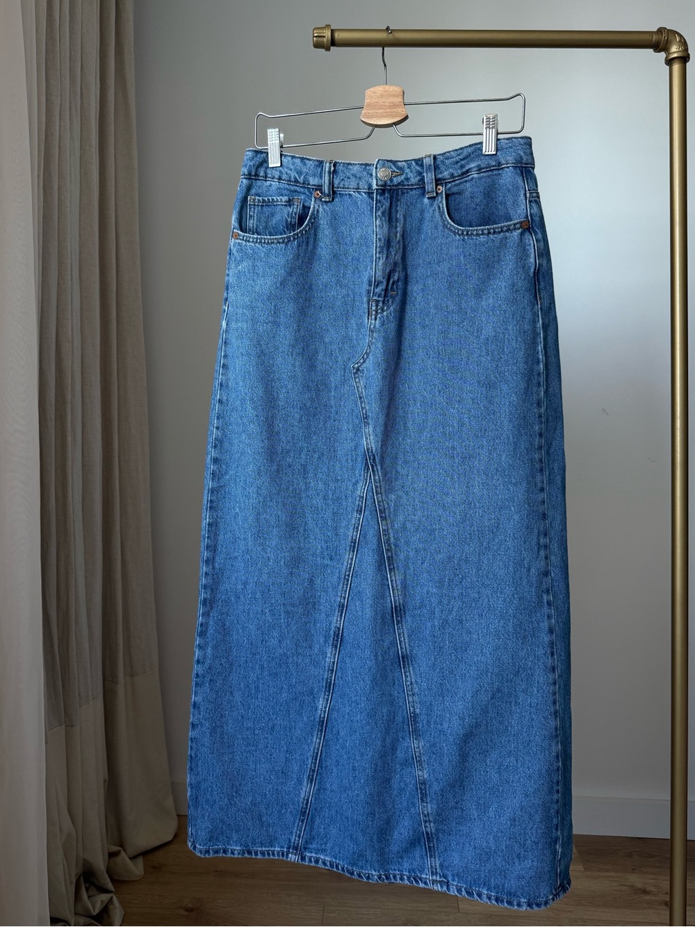 Mango Blue Denim Maxi Skirt Size M - Picture 2 of 13